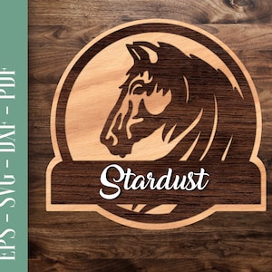 Horse Head sign, Farm Sign svg, Porch Sign, Horse Name sign, Horse Stall sign, Gift for Horse lovers, Horse Laser Cut pattern, Wood Sign svg