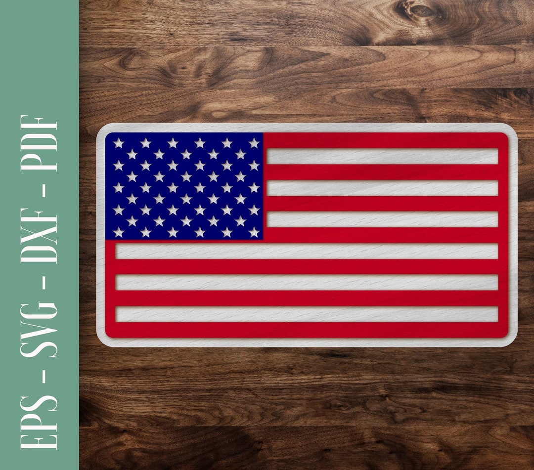 American Flag Laser Cut File for Glowforge, United States Svg