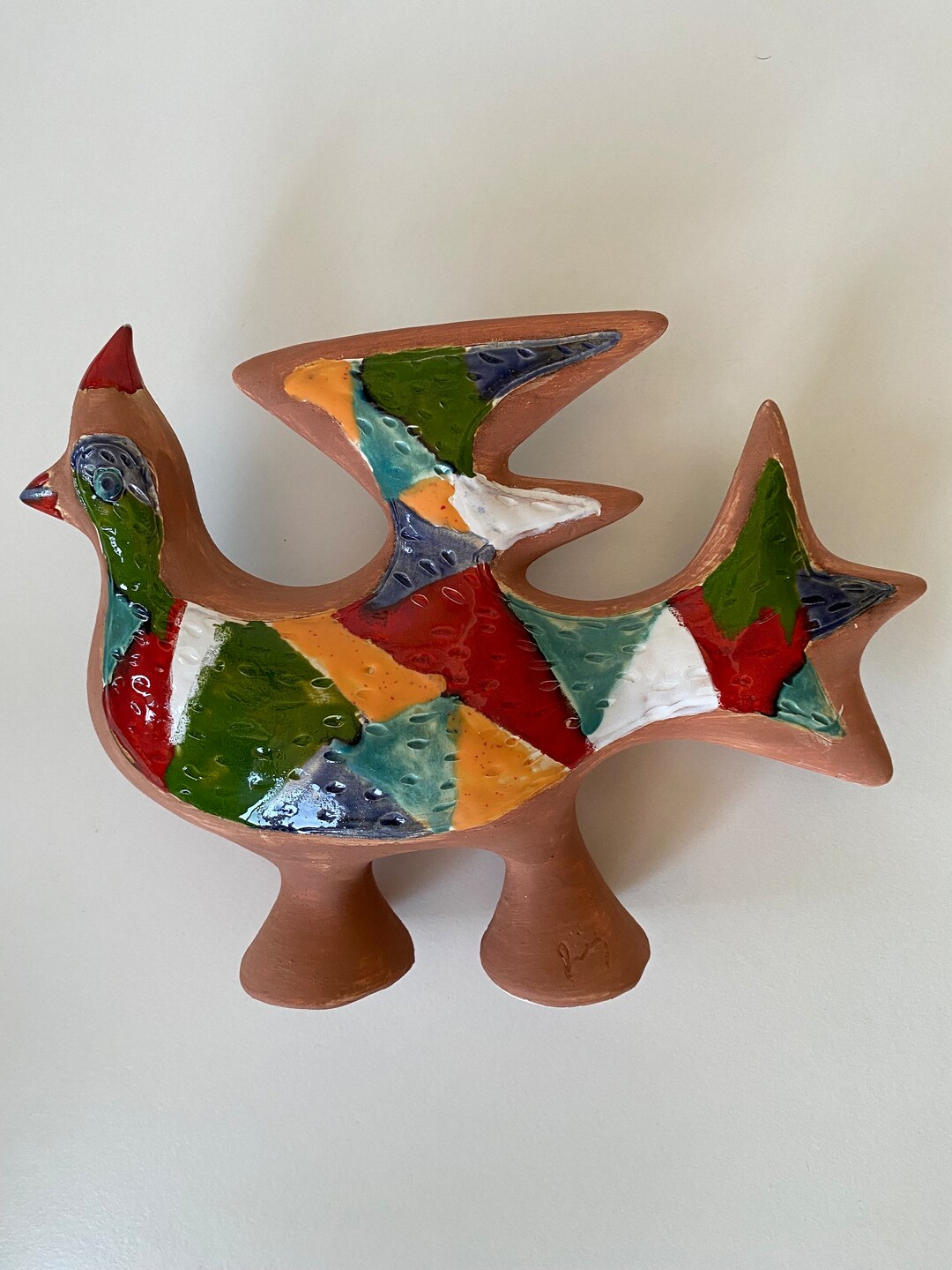Handmade Ceramic Bird Sculpture: Colorful Glazed Decor - Etsy