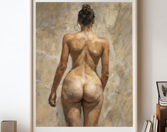 Braidy's Back Painting Print, Naked Woman Wall Art, Sensual Photo Wall Decor