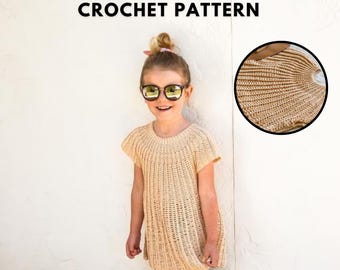 Girls Summer Days Tunic Crochet Pattern | Cotton DK Yarn | Light & Airy Crochet Top for Kids | Easy Crochet Tee PDF | Instant Download