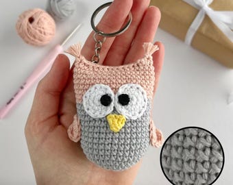 Mini Owl Crochet Pattern | Amigurumi Keychain & Bag Charm | Easy Owl PDF Tutorial | Car Mirror Hanger | Instant Download