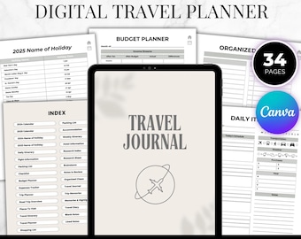 PLR Digital Travel Journal | Editable Travel Planner with Commercial Use | Digital Journal Template | Instant Download