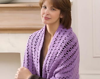 Friendship Shawl Crochet Pattern | Red Heart Soft Solids Yarn | Easy Lacy Shawl Pattern | Lightweight Wrap PDF | Instant Download