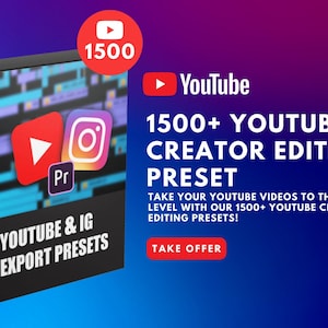 1500+ YouTube Creator Editing Presets | Video Editing Effects and LUTs | Premiere Pro & Final Cut | Digital Download