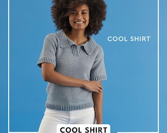 Cool Shirt Crochet Pattern for Women | PDF Top Pattern | Paintbox Yarns Cotton DK | Summer Crochet Tee | Instant Download
