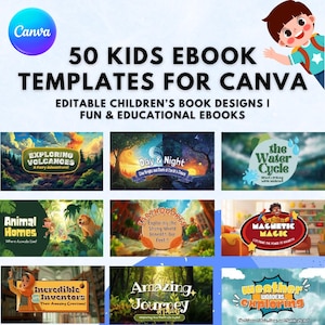 Plus de 50 modèles de livres électroniques pour enfants sur Canva | Designs de livres pour enfants modifiables | Ebooks amusants et éducatifs | Téléchargement instantané