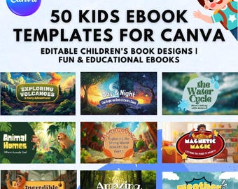 50+ Kids eBook Templates for Canva | Editable Children’s Book Designs | Fun & Educational eBooks | Instant Download