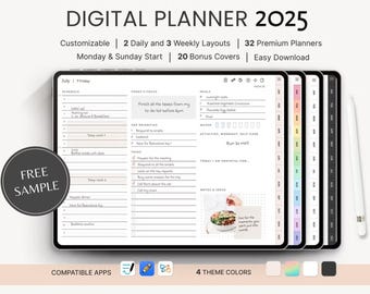 Digital Planner 2025 | Customizable PDF Planner Builder | Minimalist & Classic Layouts | Sunday and Monday Start | Instant Download
