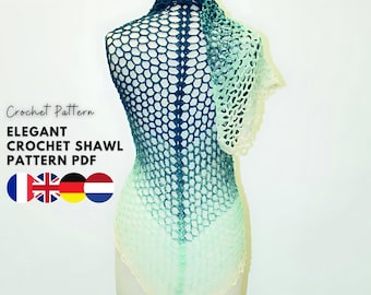 Elegant Crochet Shawl Pattern PDF – Bergere de France Unic Yarn – Triangle Wrap, Digital Download, Beginner-Friendly Shawl Design