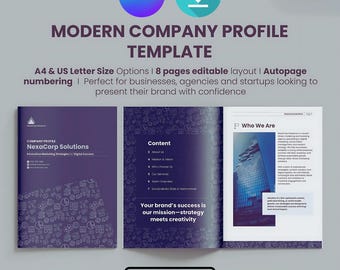 Modern Company Profile Template for Canva | Business Proposal & Corporate Brochure Design | Editable Branding Kit | Instant Download
