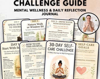 30-Day Self-Care Challenge PDF | Mental Wellness & Daily Reflection Journal | Printable Habit Tracker Self-Love Planner | Instant Download