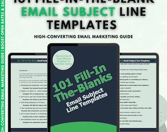 101 Fill-in-the-Blank Email Subject Line Templates | High-Converting Email Marketing Guide | Boost Open Rates & Sales | Digital Download