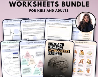 Trauma Healing Worksheets Bundle | 30+ Page Mental Health Workbook | Therapy Tools for Anxiety, Shame, Triggers, & Self-Care | PDF Download