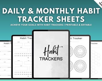 Habit Tracker Sheets Printable | Daily & Monthly Goal Planner | Productivity Organizer | Instant Digital Download for Planning Success
