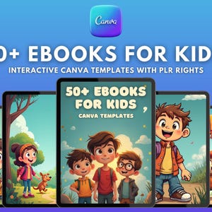 Plus de 50 modèles de livres électroniques pour enfants | Modèles de livres pour enfants | Téléchargements numériques modifiables | Conception de livre de contes | Lot de modèles de livres électroniques pour enfants