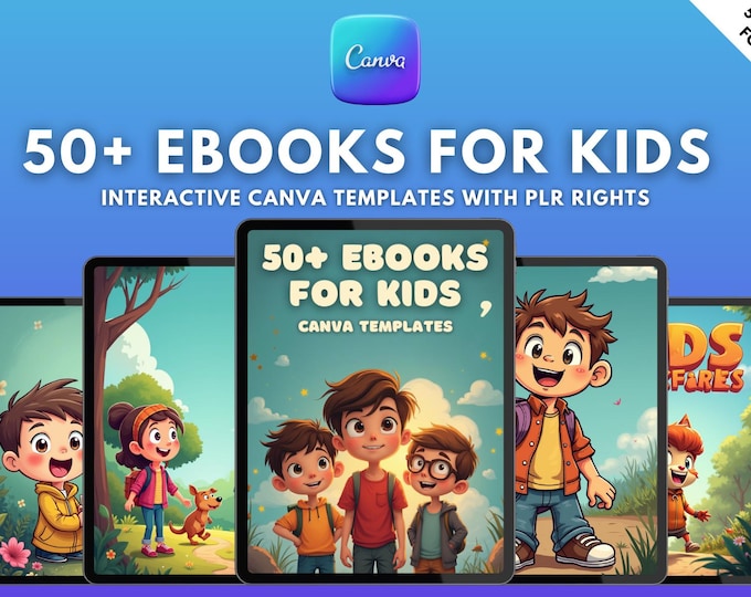 Featured listing image: 50+ eBooks for Kids Canva Templates | Children's Book Templates | Editable Digital Downloads | Storybook Design | Kids eBook Template Bundle