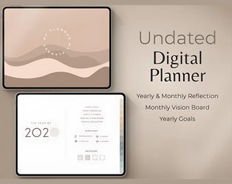 Undated Digital Planner 2025 | Boho Style PDF Planner + Stickers | Monday and Sunday Start | GoodNotes & iPad Compatible | Instant Download