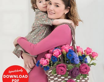 Mother’s Day Knit Bag Pattern | Chunky Yarn Gift Bag | Lion Brand Wool-Ease Thick & Quick | Easy Knit Tote | PDF Instant Download