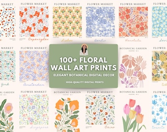 100+ Floral Wall Art Prints | Elegant Botanical Digital Decor | Vintage & Modern Flower Art for Home