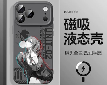 Funda MagSafe para iPhone con diseño de robot anime – Diseño de la unidad 02 de dibujos animados japoneses