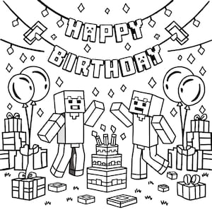 Happy Birthday Coloring Pages [5PC] - Etsy