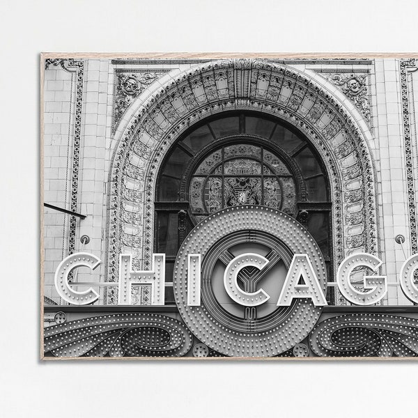 Chicago Theater Print, Chicago Print Black and White, Chicago Illinois City Print, Chicago Wall Art, Chicago Poster, Chicago Skyline Print