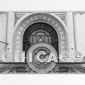 Chicago Theater Print, Chicago Print Black and White, Chicago Illinois City Print, Chicago Wall Art, Chicago Poster, Chicago Skyline Print