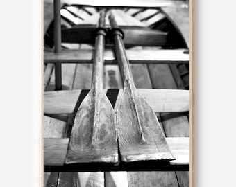 Zwart-wit zeilbootfotografieprint: nautisch strandhuisdecor (digitale download)