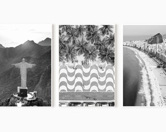 Rio de Janeiro Black and White Print Set: Copacabana Beach, Brazil (Digital Download)
