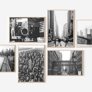 New York City Print Black and White Set of 6 New York City Skyline Manhattan Poster New York Wall Art New York Poster Manhattan Art Print