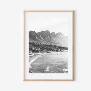 Cape Town Print Czarno-biały, Cape Town Wall Art, Cape Town Południowa Afryka, Cape Town Wall Decor, Africa Print, South Africa Poster