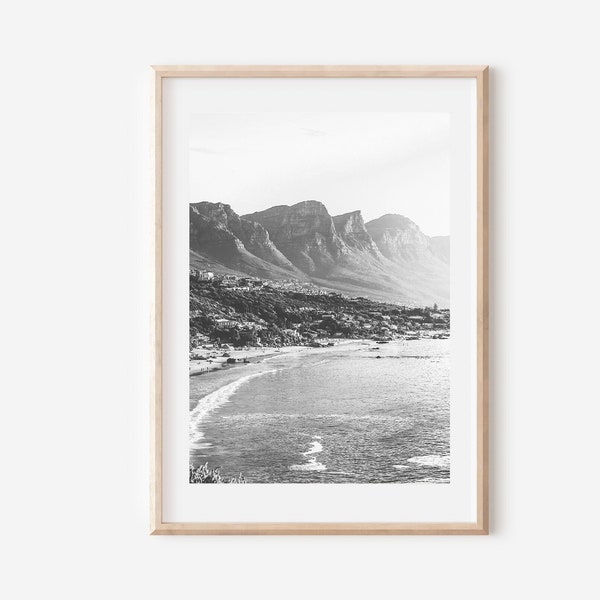 Cape Town Print Black and White, Cape Town Wall Art, Cape Town South Africa, Cape Town Wall Decor, Africa Print, South Africa Poster