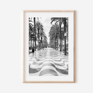 Spain City Print Black and White, Alicante Print Black and White, Alicante Wall Art, Alicante Travel Poster, Spain Wall Art, Alicante Poster