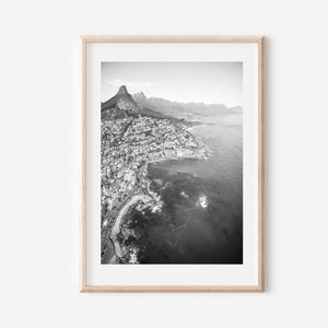 Cape Town Print Czarno-biały, Cape Town Wall Art, Cape Town Południowa Afryka, Cape Town Wall Decor, Africa Print, South Africa Poster