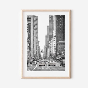 Impresión de la ciudad de Nueva York en blanco y negro Horizonte de la ciudad de Nueva York Arte mural de Nueva York Descarga digital Impresión artística de Manhattan Póster de Nueva York