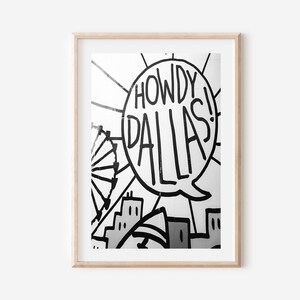 Dallas Texas Black and White Print, Dallas Art Print, Dallas Wall Art, Dallas Poster, Texas Print, Dallas Texas City Print, Dallas Travel