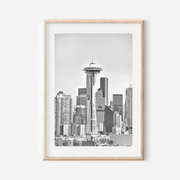 Seattle Print Black and White, Washington Wall Art, Seattle Skyline Wall Art, Seattle Poster, Seattle Wall Art, Seattle Downtown Print