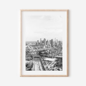 Dallas Texas Black and White Print, Dallas Art Print, Dallas Wall Art, Dallas Poster, Texas Print, Dallas Texas City Print Decor