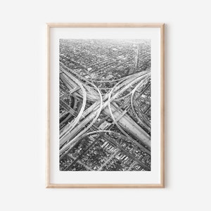 Los Angeles Print Black and White Los Angeles Wall Art California Poster Highway Print California Print Los Angeles Poster Skyline