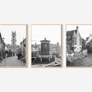 Edinburgh Prints Black and White, Edinburgh Wall Art, Scotland Gallery Wall Set, Edinburgh Scotland Poster, Scotland Houses Print Decor