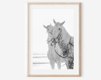 Impresión de caballo islandés en blanco y negro: Arte mural de estilo rústico (descarga digital)