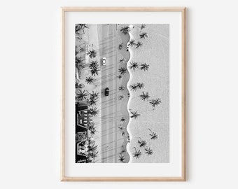 Miami Beach Black and White Aerial Print: Florida Wall Art (Digital Download)