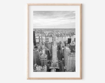 New York City Print Black and White, Chrysler Building Art, New York Skyline Poster, Manhattan Wall Art, New York Print, Brooklyn Wall Art