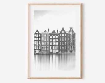 Amsterdam Black and White Print: Netherlands House Art (Digital Download)