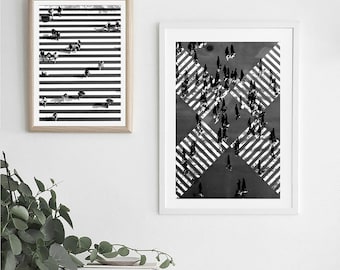 Tokyo Shibuya Crossing Print Set: Black and White Japan Wall Art (Digital Download)