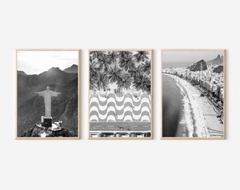 Rio de Janeiro Print Set: Black and White Brazil Wall Art (Digital Download)