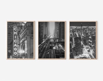 Chicago Black and White Photography Print Set (Digital Download)