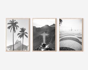 Rio de Janeiro Print Set: Black and White Brazil Wall Art (Digital Download)