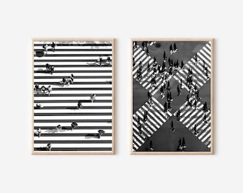 Tokyo Travel Print Black and White, Tokyo Shibuya Crossing, Tokyo Wall Art, Shibuya Black and White Art, Set Of 2 Prints, Japan Travel Print